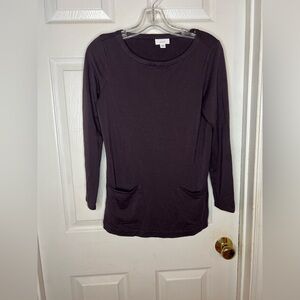 Pure Jill Long Sleeve Patch Chore Pocket Tunic Top Size XSmall Petite Purple